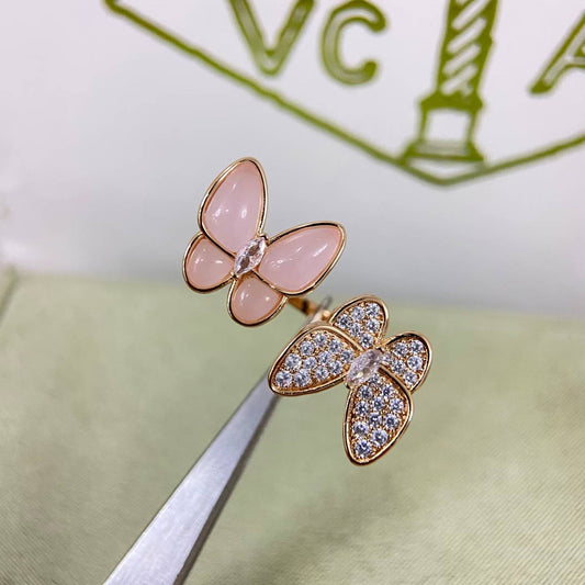 [Polaidi Jewelry]TWIN BUTTERFLY NEW DIAMOND & PINK BUTTERFLY RING