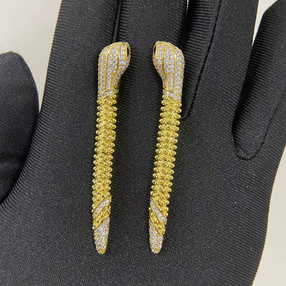 [Polaidi Jewelry]DIAMOND-SET DEW DROP SERPENT SERIES SNAKE CLIP EARRINGS