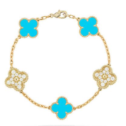 [Polaidi Jewelry] CLOVER 5 MOTIF TURQUOISE BRACELET COLLECTION