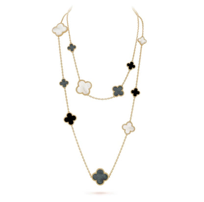 [Polaidi Jewelry]CLOVER 16 MOTIF WHITE NECKLACE