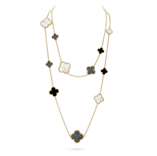 [Polaidi Jewelry]CLOVER 16 MOTIF WHITE NECKLACE