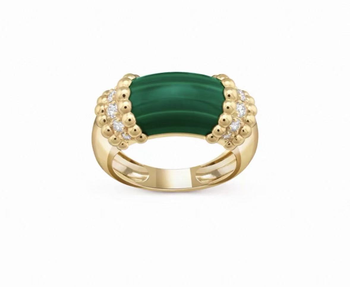 [：Polaidi Jewelry]PERLEE COLLECTION 18K YELLOW GOLD MALACHITE DIAMOND RING