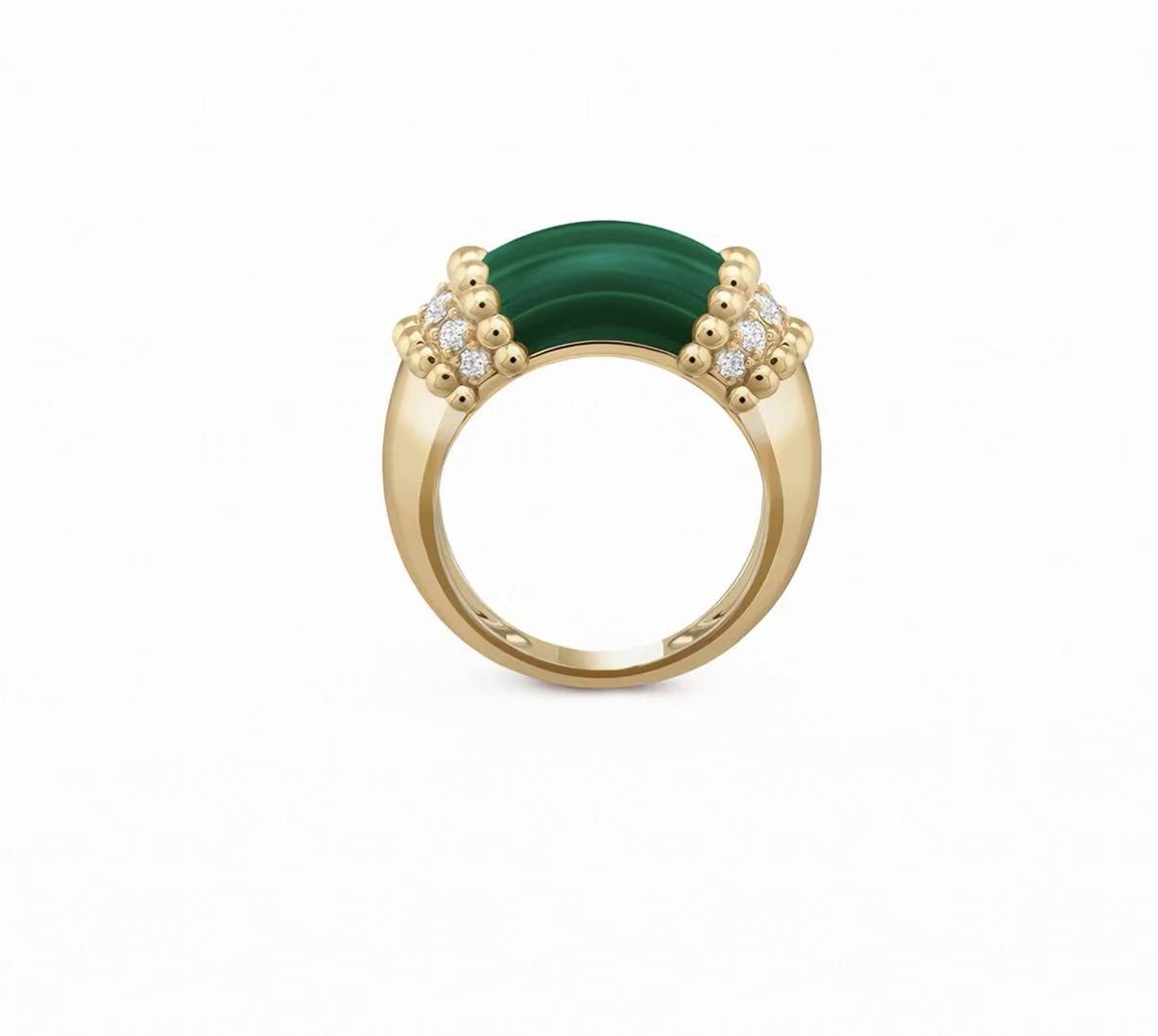 [：Polaidi Jewelry]PERLEE COLLECTION 18K YELLOW GOLD MALACHITE DIAMOND RING