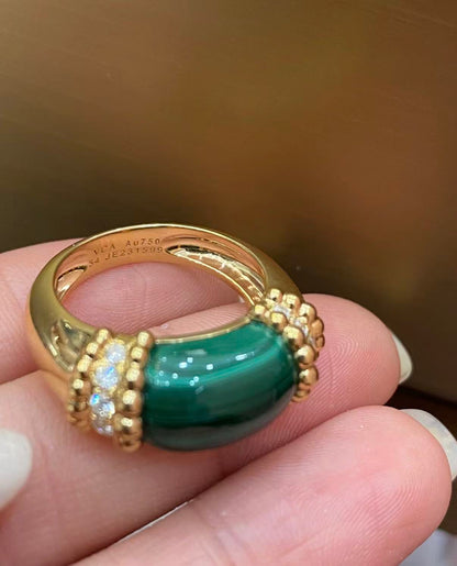 [：Polaidi Jewelry]PERLEE COLLECTION 18K YELLOW GOLD MALACHITE DIAMOND RING