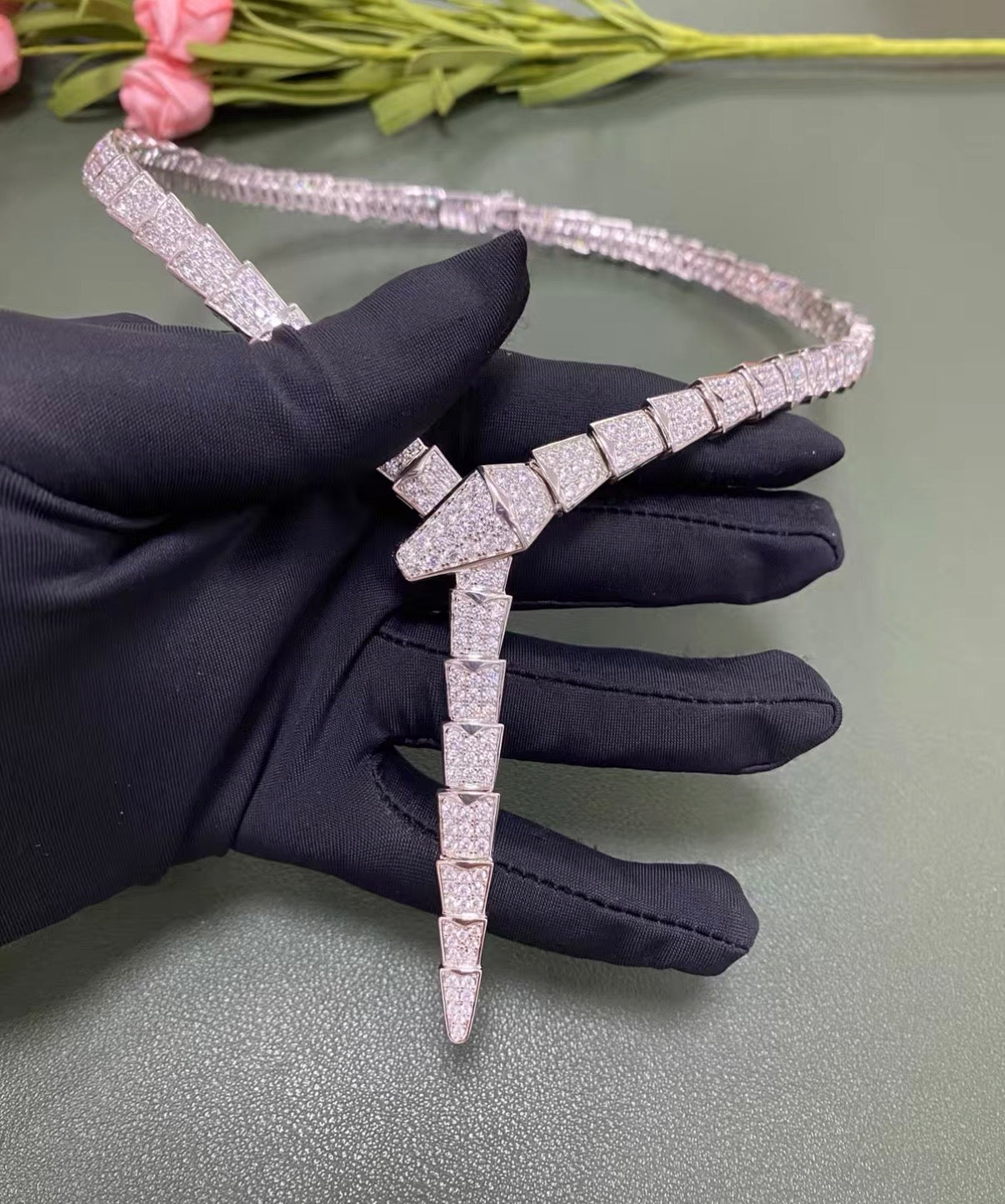 [Polaidi Jewelry]SERPENTI NECKLACE SILVER DIAMOND （Coarse width）