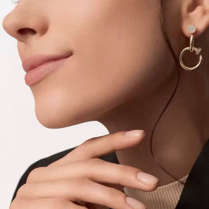 [Polaidi Jewelry]NAIL COLLECTION DIAMOND SET DOUBLE HOOP EARRINGS