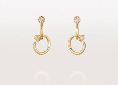 [Polaidi Jewelry]NAIL COLLECTION DIAMOND SET DOUBLE HOOP EARRINGS