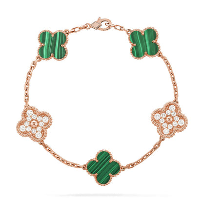 [Polaidi Jewelry] CLOVER 5 MOTIF MALACHITE BRACELET COLLECTION