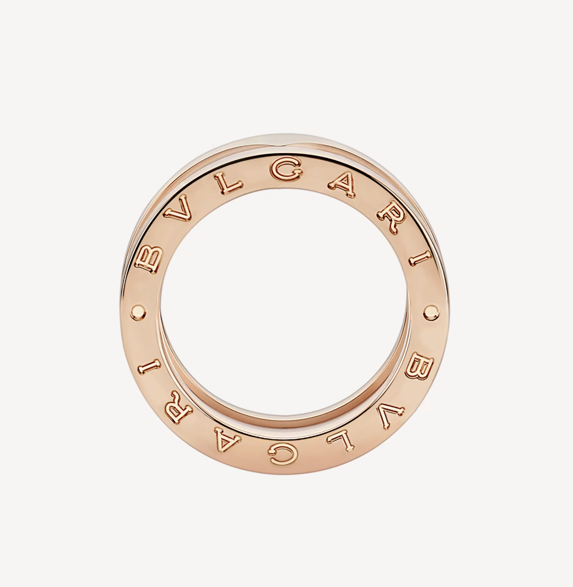 [Polaidi Jewelry]ZERO 1 TWO-BAND LOOPS AND WHITE CERAMIC SPIRAL PINK GOLD RING