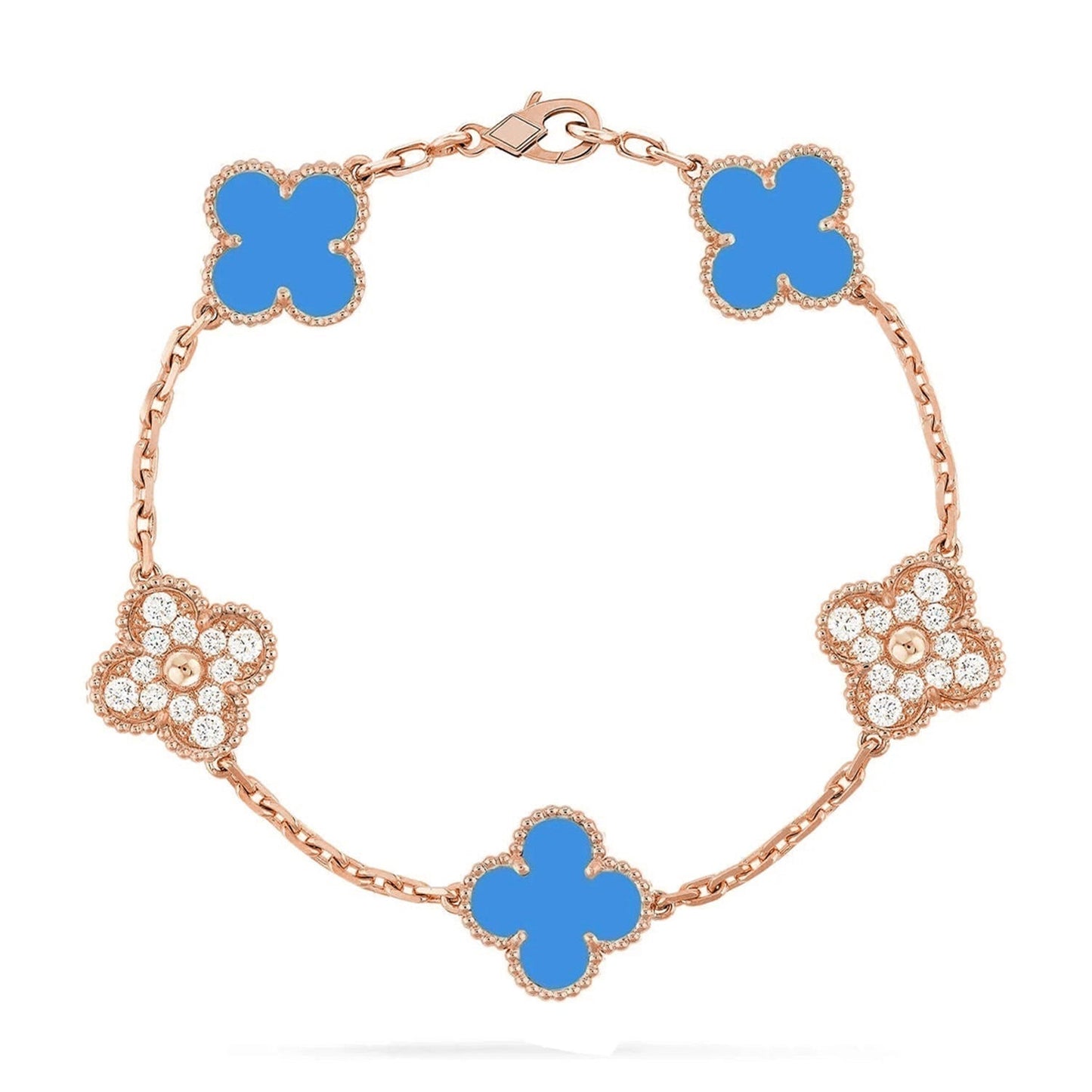 [Polaidi Jewelry] CLOVER 5 MOTIF BLUE AGATE BRACELET COLLECTION