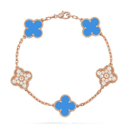 [Polaidi Jewelry] CLOVER 5 MOTIF BLUE AGATE BRACELET COLLECTION