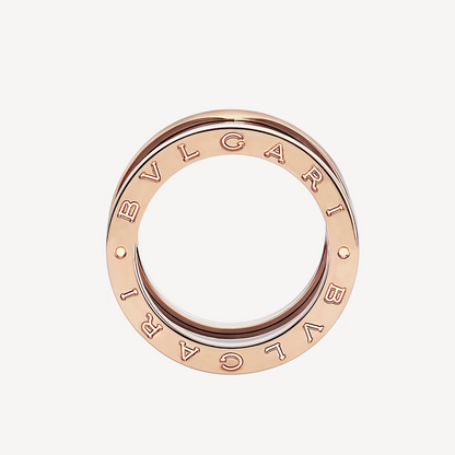 [Polaidi Jewelry]ZERO 1 FOUR-BAND LOOPS AND BLACK CERAMIC SPIRAL PINK GOLD RING