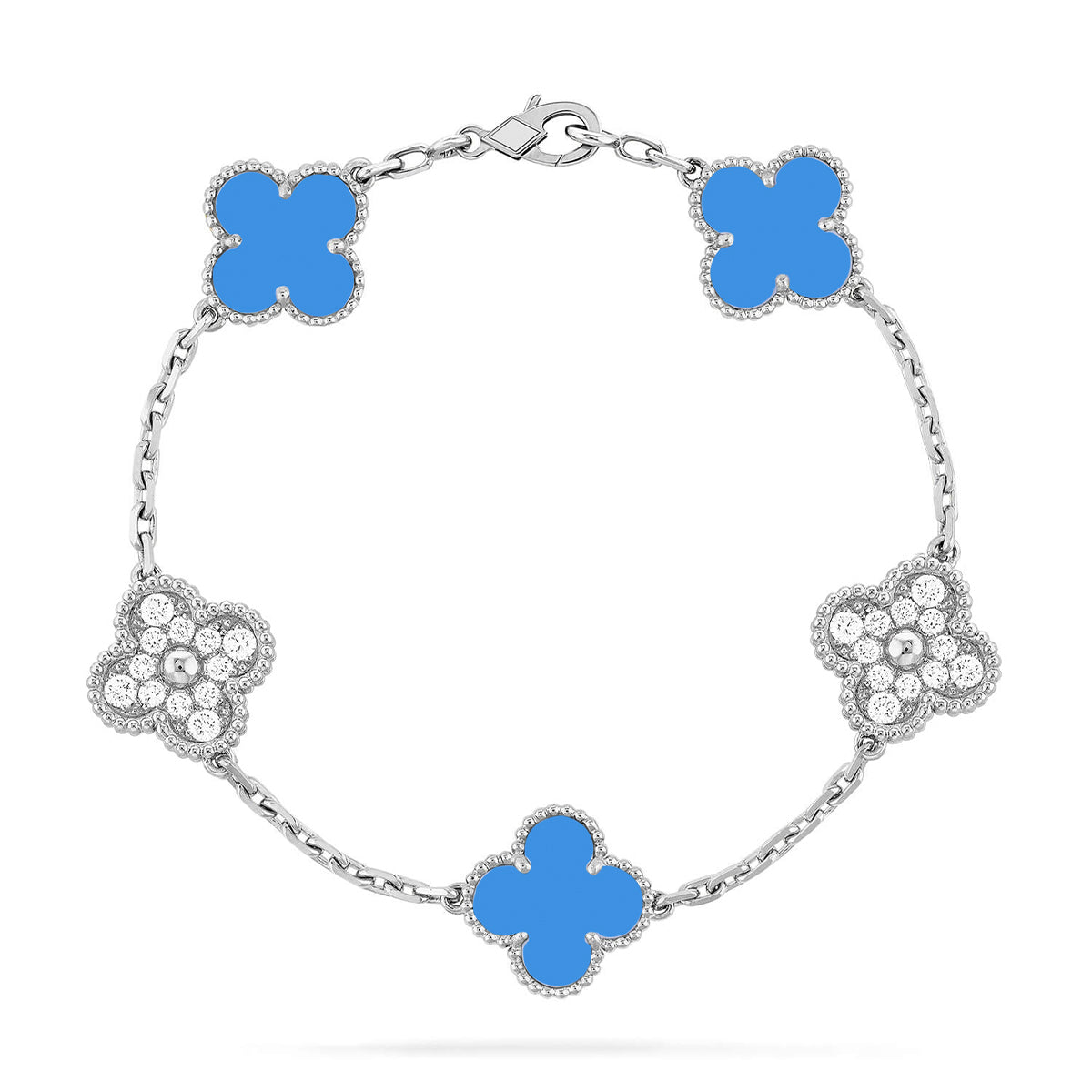[Polaidi Jewelry] CLOVER 5 MOTIF BLUE AGATE BRACELET COLLECTION