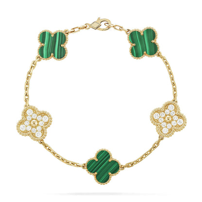 [Polaidi Jewelry] CLOVER 5 MOTIF MALACHITE BRACELET COLLECTION