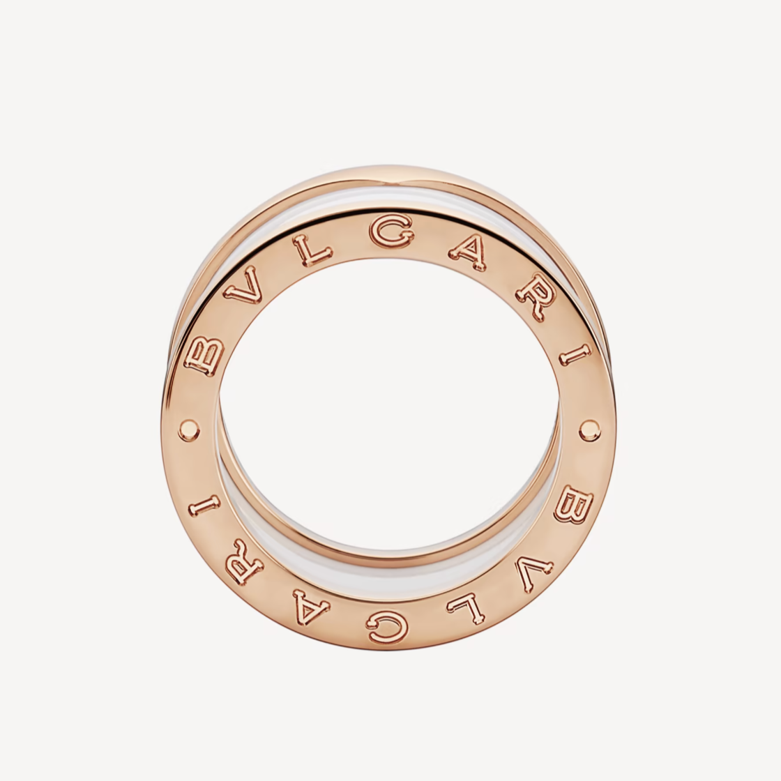 [Polaidi Jewelry]ZERO 1 FOUR-BAND LOOPS AND WHITE CERAMIC SPIRAL PINK GOLD RING