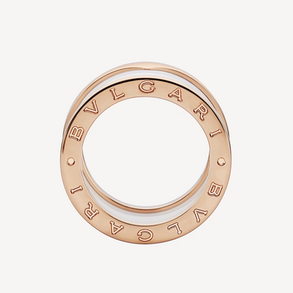 [Polaidi Jewelry]ZERO 1 FOUR-BAND LOOPS AND WHITE CERAMIC SPIRAL PINK GOLD RING