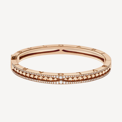 [Polaidi Jewelry]ZERO 1 SPIRAL AND PAVED DIAMOND PINK GOLD BRACELET