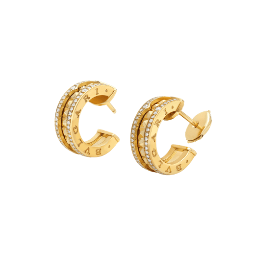 [Polaidi Jewelry]ZERO 1 ROCK GOLD EARRINGS WITH STUDDED SPIRAL AND PAVED DIAMONDS