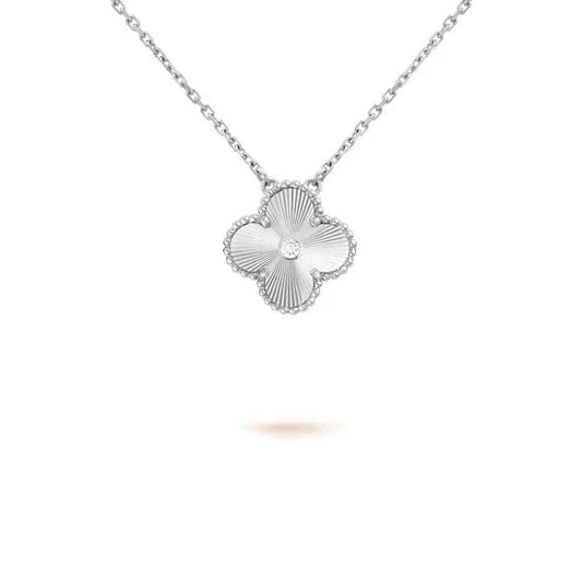 [Polaidi Jewelry]CLOVER  15MM DIAMOND LASER NECKLACE SILVER