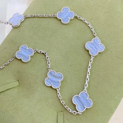 [Polaidi Jewelry]CLOVER 10 MOTIFS PURPLE CHALCEDONY NECKLACE