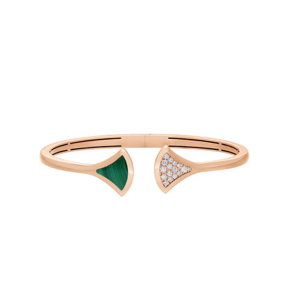 [Polaidi Jewelry]DREAM BRACELET OPEN MALACHITE PINK GOLD