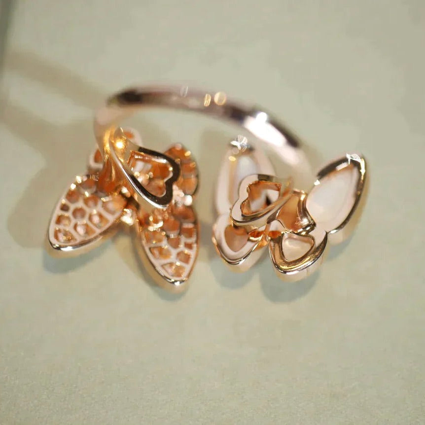[Polaidi Jewelry]TWIN BUTTERFLY DIAMOND MOP RING