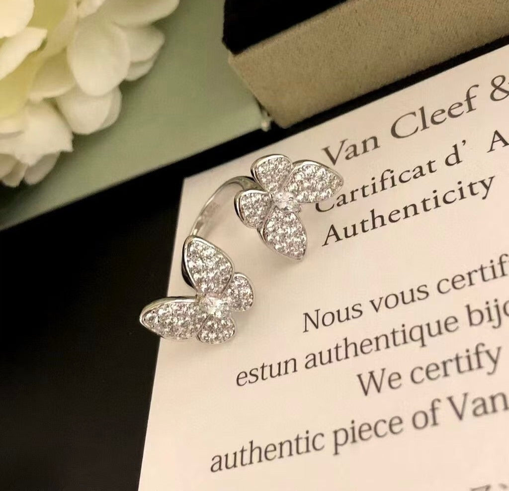 [：Polaidi Jewelry]TWIN SILVER BUTTERFLY DIAMOND RING