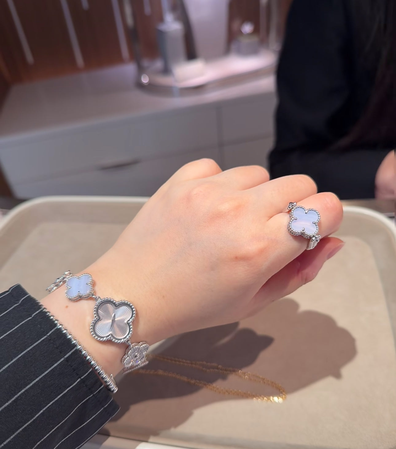 [Polaidi Jewelry]CLOVER RIVERSIBLE PURPLE CHALCEDONY RING