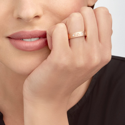[Polaidi Jewelry]ZERO 1 ESSENTIAL PINK GOLD BAND WITH DIAMONDS RING