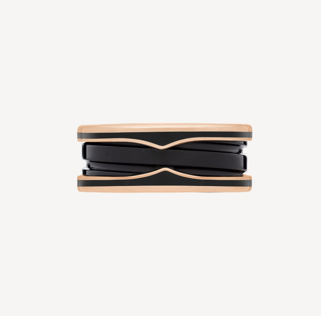 [Polaidi Jewelry]ZERO 1 TWO-BAND WITH MATTE BLACK CERAMIC PINK GOLD RING