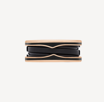 [Polaidi Jewelry]ZERO 1 TWO-BAND WITH MATTE BLACK CERAMIC PINK GOLD RING