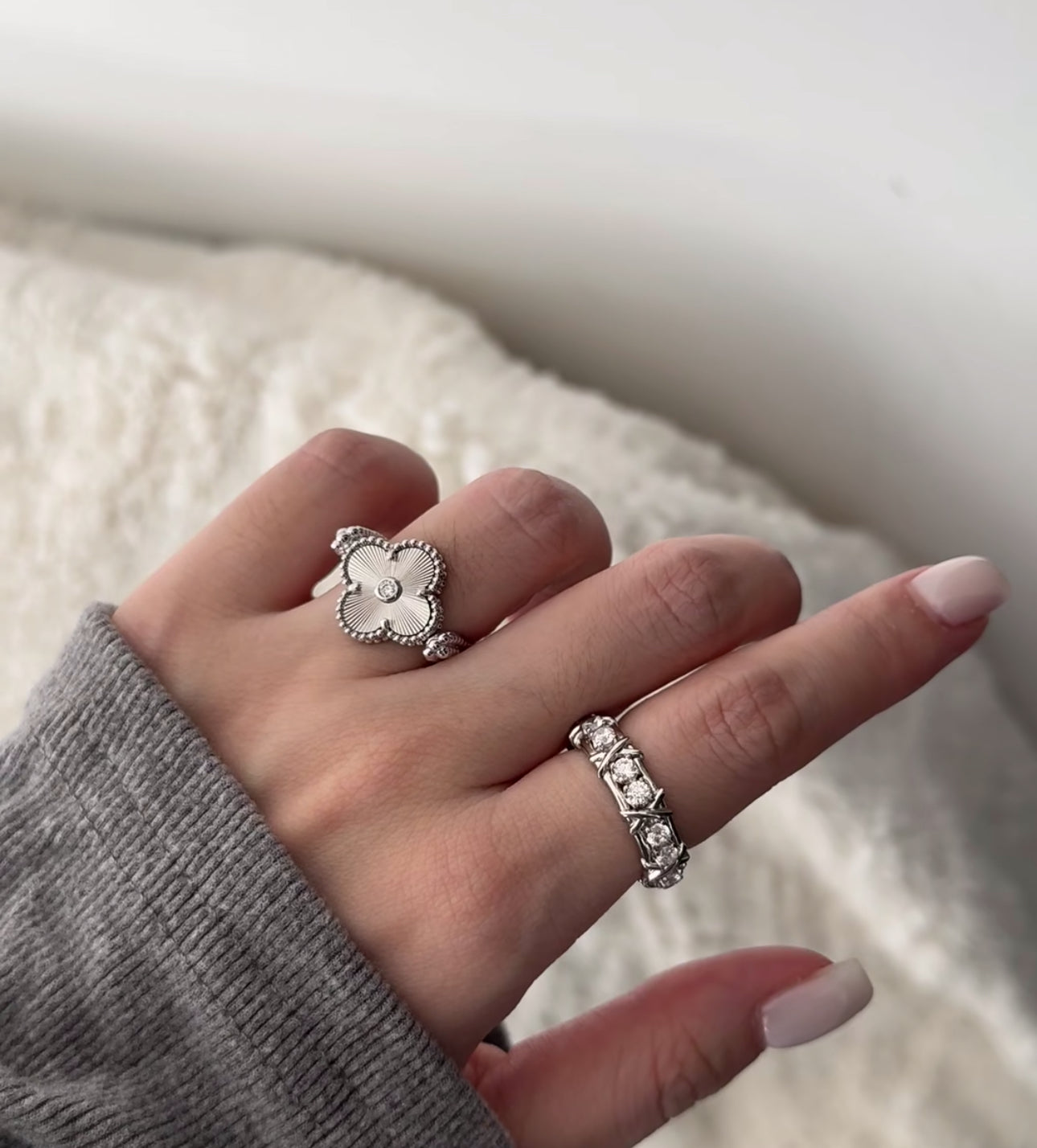 [Polaidi Jewelry]CLOVER RIVERSIBLE SLIVER RING