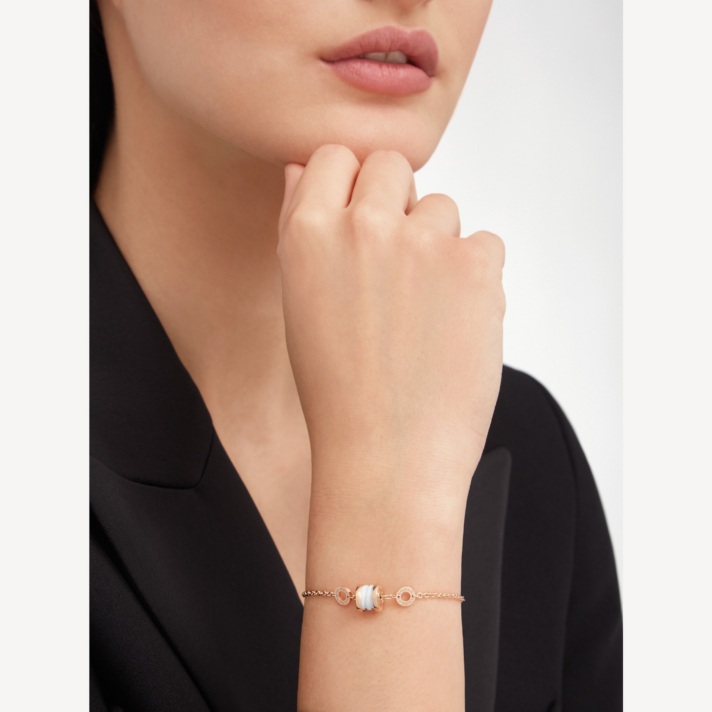 [Polaidi Jewelry]ZERO 1 SOFT PINK GOLD AND WHITE CERAMIC BRACELET