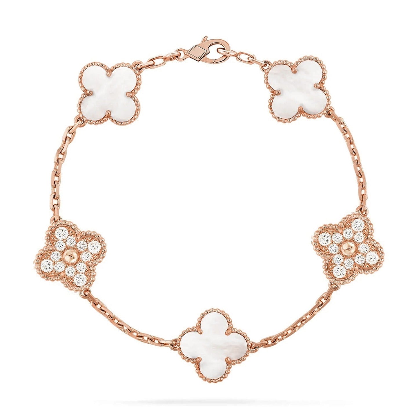 [Polaidi Jewelry]CLOVER WHITE PEARL MOP 5 MOTIF BRACELET COLLECTION