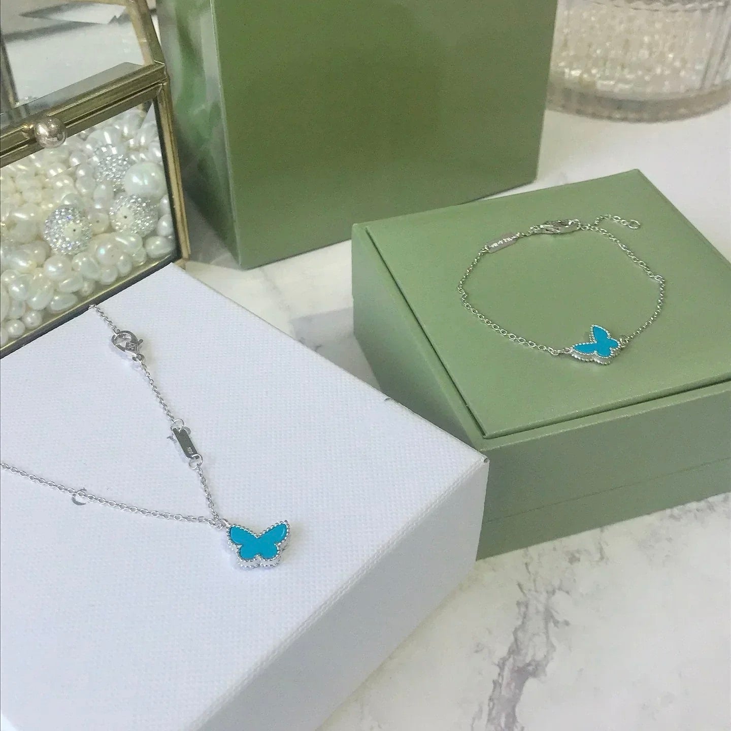 [：Polaidi Jewelry]BUTTERFLY TURQUOISE BUTTERFLY BRACELET SILVER