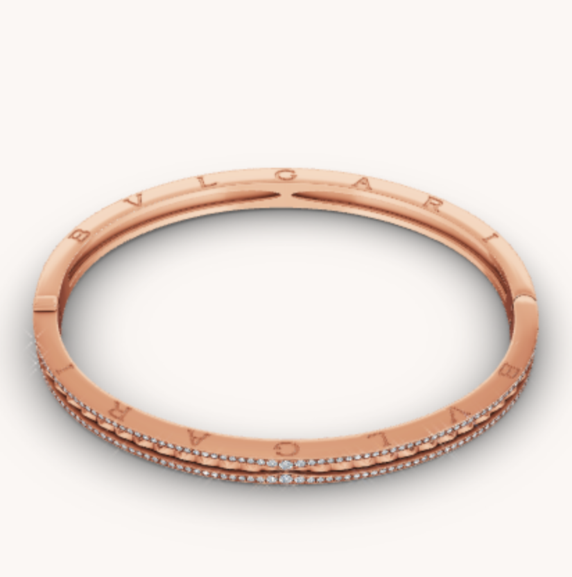[Polaidi Jewelry]ZERO 1 SPIRAL AND PAVED DIAMOND PINK GOLD BRACELET