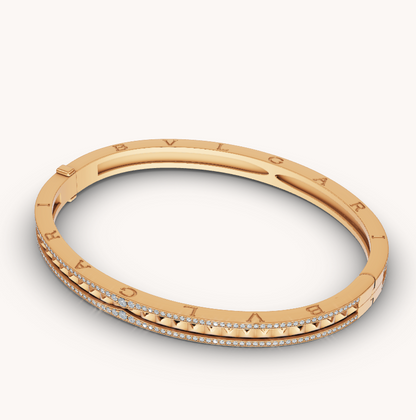 [Polaidi Jewelry]ZERO 1 SPIRAL AND PAVED DIAMOND GOLD BRACELET