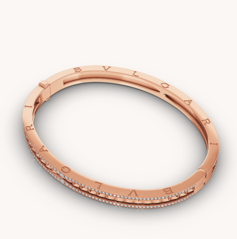 [Polaidi Jewelry]ZERO 1 SPIRAL AND PAVED DIAMOND PINK GOLD BRACELET