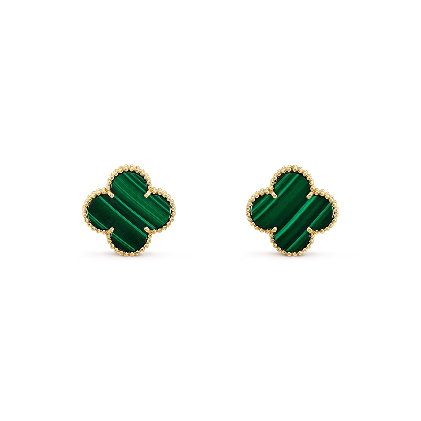 [Polaidi Jewelry]CLOVER MINI 9.5MM MALACHITE  EARRINGS