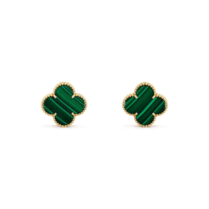 [Polaidi Jewelry]CLOVER MINI 9.5MM MALACHITE  EARRINGS