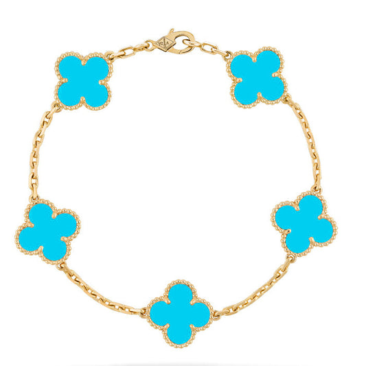 [：Polaidi Jewelry]CLOVER 5 MOTIFS TURQUOISE BRACELET