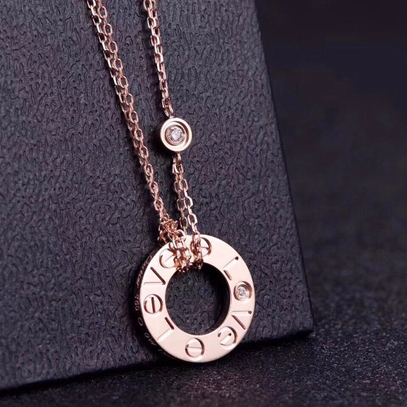 [：Polaidi Jewelry]LOVE NECKLACE 16MM 2 DIAMONDS