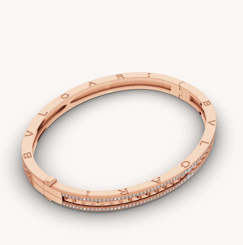 [Polaidi Jewelry]ZERO 1 SPIRAL AND PAVED DIAMOND PINK GOLD BRACELET