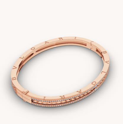 [Polaidi Jewelry]ZERO 1 SPIRAL AND PAVED DIAMOND PINK GOLD BRACELET