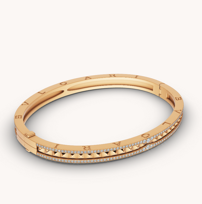 [Polaidi Jewelry]ZERO 1 SPIRAL AND PAVED DIAMOND GOLD BRACELET