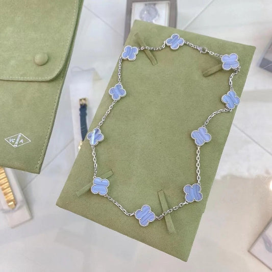 [Polaidi Jewelry]CLOVER 10 MOTIFS PURPLE CHALCEDONY NECKLACE