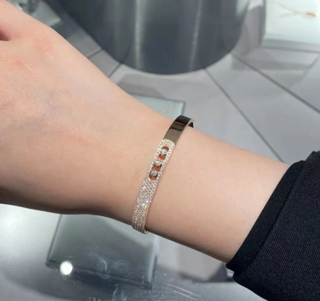 [Polaidi Jewelry]Move Noa Rose Gold Pav¨¦ Diamond Bangle Bracelet