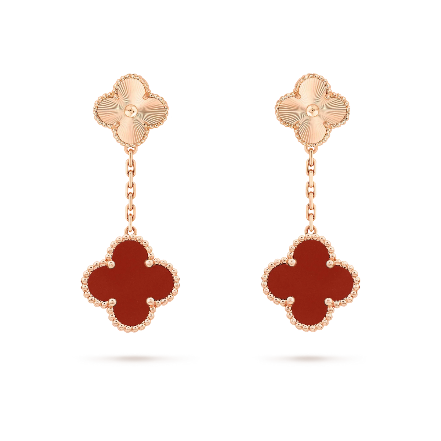 [Polaidi Jewelry]CLOVER 2 MOTIF  LASER CARNELIAN EARRINGS