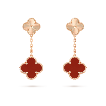 [Polaidi Jewelry]CLOVER 2 MOTIF  LASER CARNELIAN EARRINGS