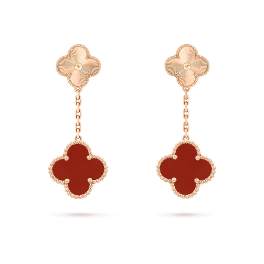 [Polaidi Jewelry]CLOVER 2 MOTIF  LASER CARNELIAN EARRINGS
